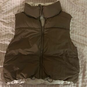 Reversible Beige & Brown Puffer Vest
